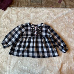$8 ADD ON Carter's Black & White Checkered LS Blouse Girls Toddler Size 2T
